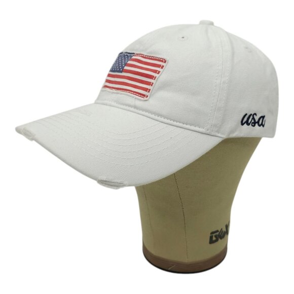 USA Flag Patch Distressed Tuck Strap Adjustable Cap Trucker Baseball Hat Icing - Picture 2 of 13